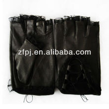 Motor Driving plain half finger lace gloves for women